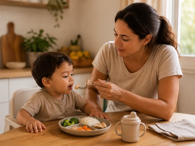 Familia comiendo junta en la mesa